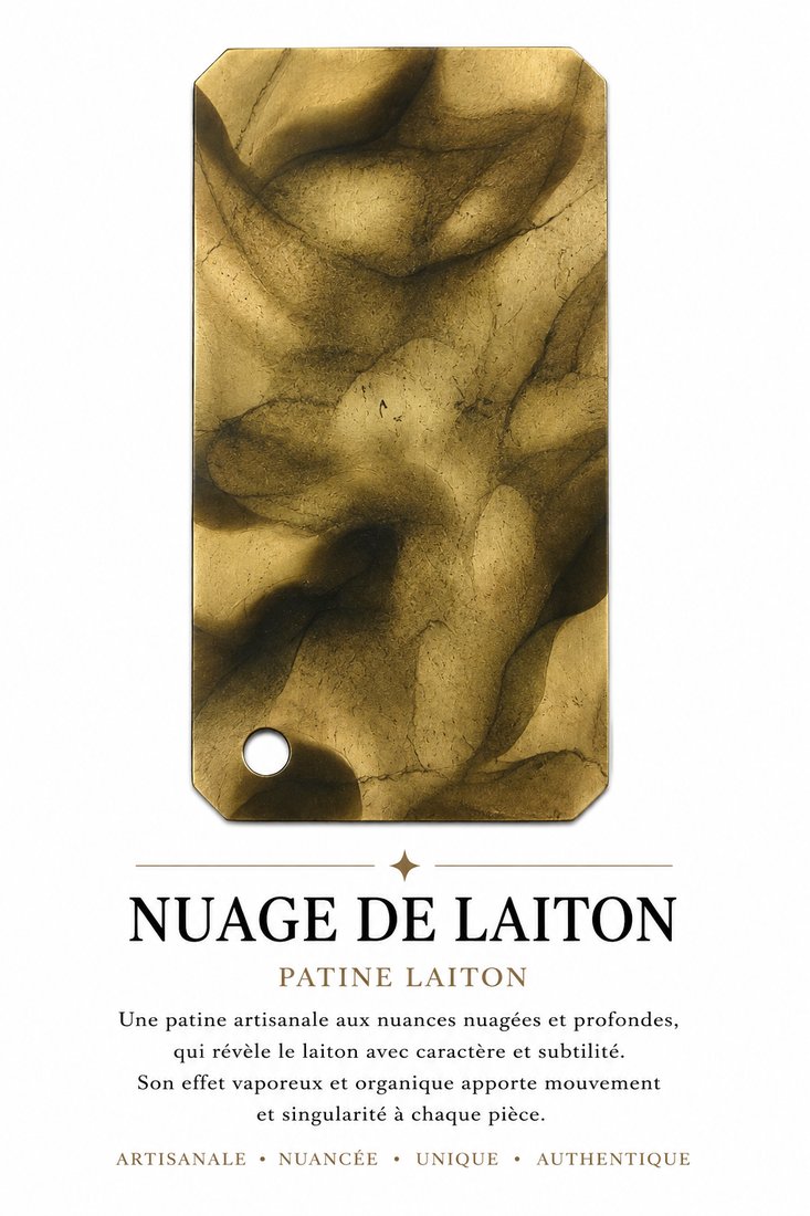 Échantillon de patine Nuage de Laiton, patine laiton — Un effet vaporeux et organique, qui apporte mouvement et singularité.